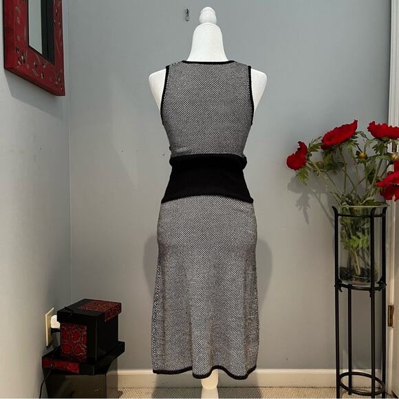 NEW Moda Merino Wool Houndstooth Plaid Classic Tailored Midi Sweater Dress S… - Picture 3 of 16